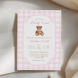 Invitación Apenas Esperamos Oso de Peluche Niña Shower de Beb