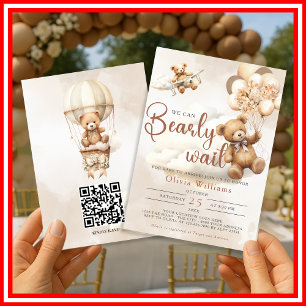 Invitación Apenas Esperar   Baby Shower Marrón