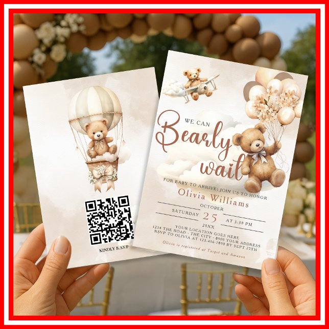 Invitación Apenas Esperar | Baby Shower Marrón (Subido por el creador)