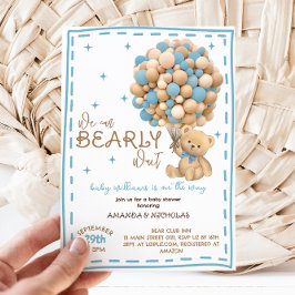 Invitación Apenas Esperar Moderno Bautizo de Niño Azul