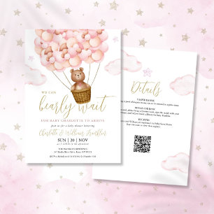 Invitación Apenas Esperar Niña Rosa Todo En Uno Fiesta de Beb