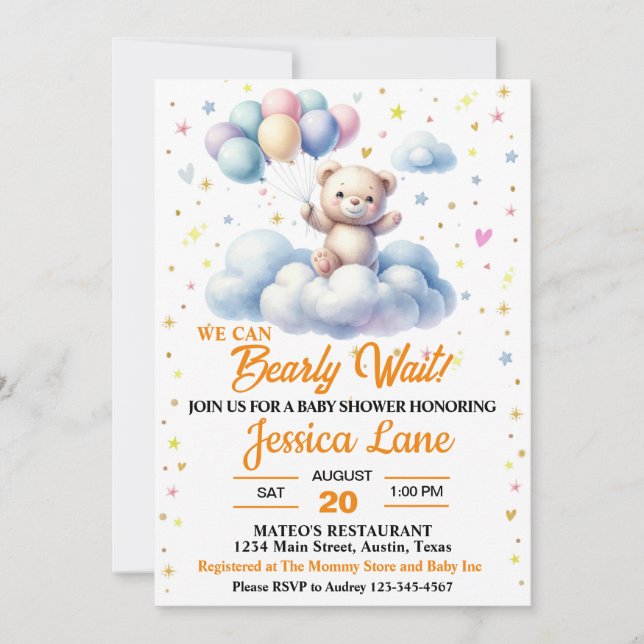 Invitación Apenas Podemos Esperar, Baby Shower (Anverso)