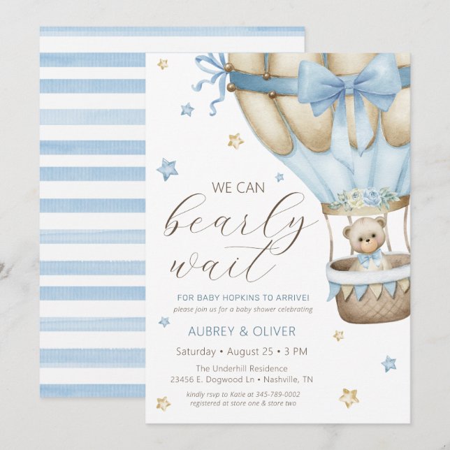 Invitación Apenas Podemos Esperar Baby Shower Niño (Anverso / Reverso)