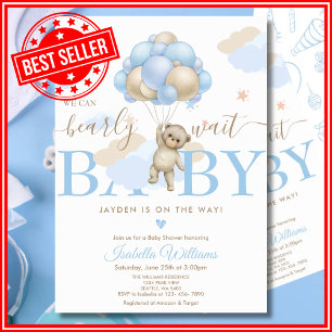Invitación Apenas Podemos Esperar Baby Shower Niño Azul