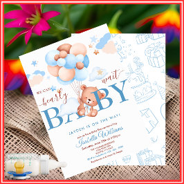 Invitación Apenas Podemos Esperar Baby Shower Niño Azul