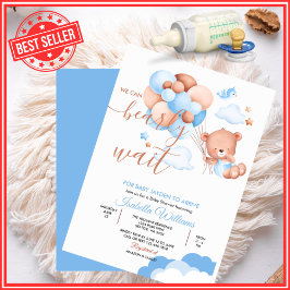 Invitación Apenas Podemos Esperar Baby Shower Niño Azul