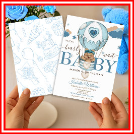 Invitación Apenas Podemos Esperar Baby Shower Niño Azul