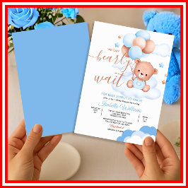 Invitación Apenas Podemos Esperar Baby Shower Niño Azul