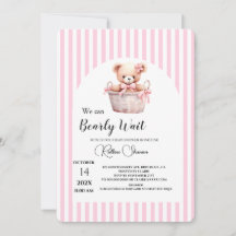 Apenas podemos esperar baby shower rosa rayado