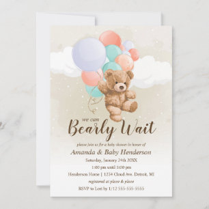 Invitación Apenas Podemos Esperar Baño de Bebé Multi Color