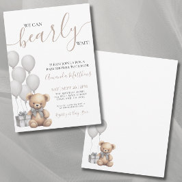 Invitación Apenas Podemos Esperar Baño para Bebé Oso de Géner
