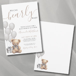 Invitación Apenas Podemos Esperar Baño para Bebé Oso de Géner