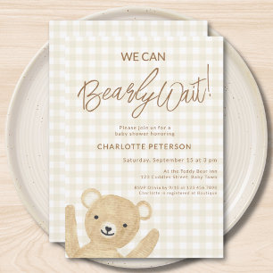 Invitación Apenas Podemos Esperar Cute Oso Baby Shower