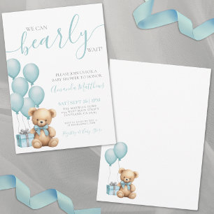 Invitación Apenas Podemos Esperar Fiesta Azul de Baby Shower