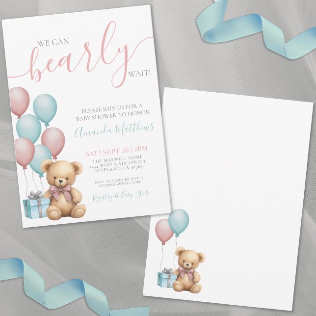 Invitación Apenas Podemos Esperar Fiesta de Bebé (We Can Bearly Wait Baby Shower Invitation)