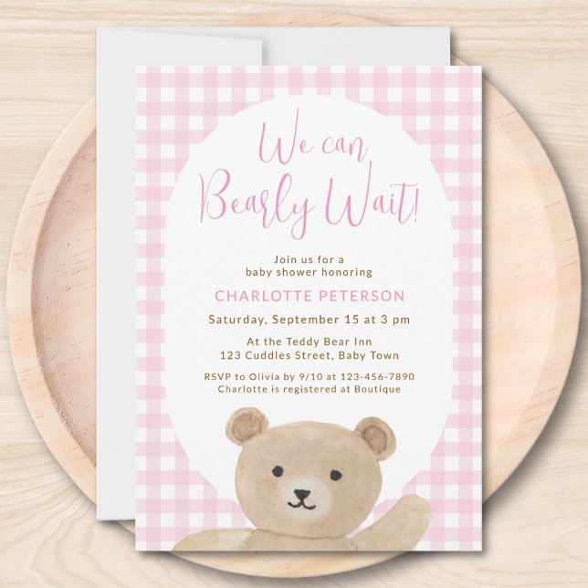 Invitación Apenas Podemos Esperar Fiesta de Bebé de Niña  (Subido por el creador)