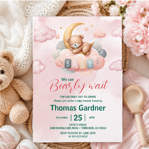 Invitación Apenas Podemos Esperar Fiesta De Bebé Oso Lindo Ni