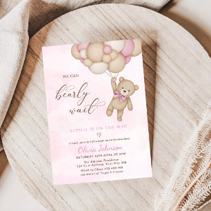 Invitación Apenas Podemos Esperar Fiesta de Bebé Rosa