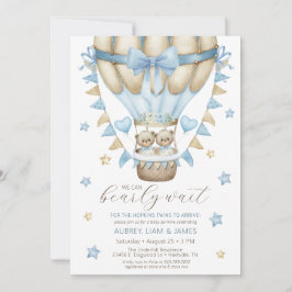 Invitación Apenas Podemos Esperar Fiesta de Gemelos Niños