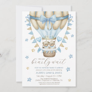 Invitación Apenas Podemos Esperar Fiesta de Gemelos Niños