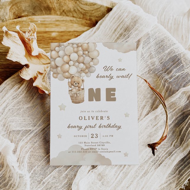 Invitación Apenas Podemos Esperar Globo de Oso Cumpleaños Pri (Subido por el creador)