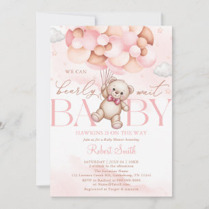 Invitación Apenas Podemos Esperar Globo Oso Baby Shower