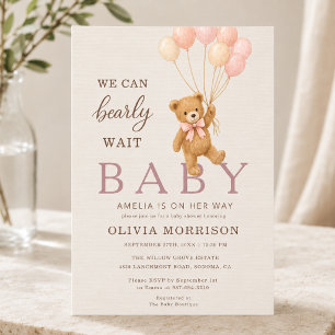 Invitación Apenas Podemos Esperar Niña Rubor Rosa Baby Shower