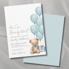 Invitación Apenas Podemos Esperar Osito Azul Baby Shower