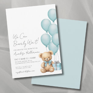 Invitación Apenas Podemos Esperar Osito Azul Baby Shower