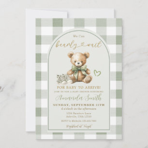 Invitación Apenas Podemos Esperar Osito Baby Shower de Saga