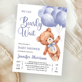 Invitación Apenas Podemos Esperar Oso Azul Niño Shower de Beb