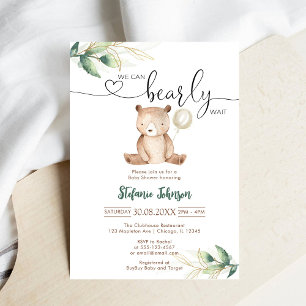 Invitación Apenas Podemos Esperar Oso de Peluche Baby Shower