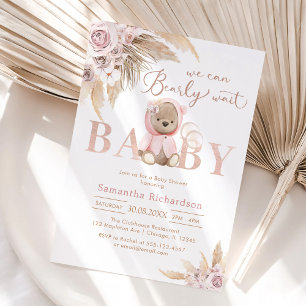 Invitación Apenas Podemos Esperar Oso de Peluche Baby Shower