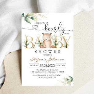 Invitación Apenas Podemos Esperar Oso de Peluche Baby Shower