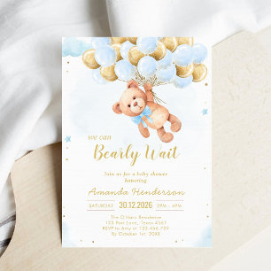 Invitación Apenas Podemos Esperar Oso de Peluche Baby Shower
