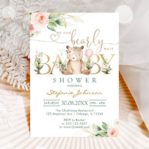 Invitación Apenas Podemos Esperar Oso de Peluche Baby Shower