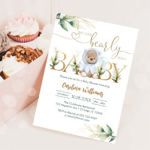 Invitación Apenas Podemos Esperar Oso de Peluche Baby Shower