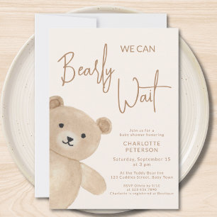 Invitación Apenas Podemos Esperar Oso de Peluche Baby Shower