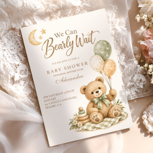 Invitación Apenas Podemos Esperar Oso de Peluche Baby Shower