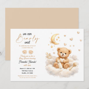 Invitación Apenas Podemos Esperar Oso de Peluche Baby Shower