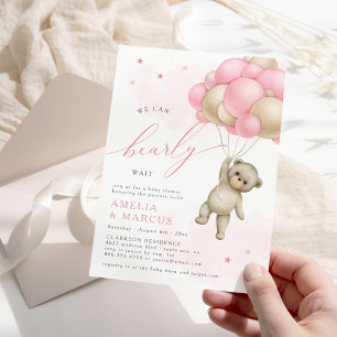 Invitación Apenas Podemos Esperar Oso de Peluche Bañito de Be