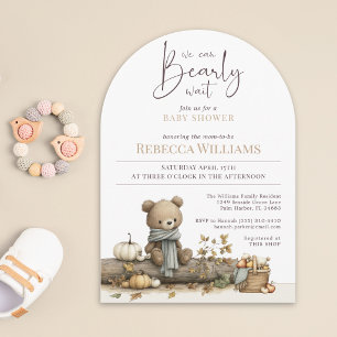 Invitación Apenas Podemos Esperar Oso de Peluche Cumpleaños d
