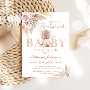 Invitación Apenas Podemos Esperar Oso de Peluche Fiesta de Be