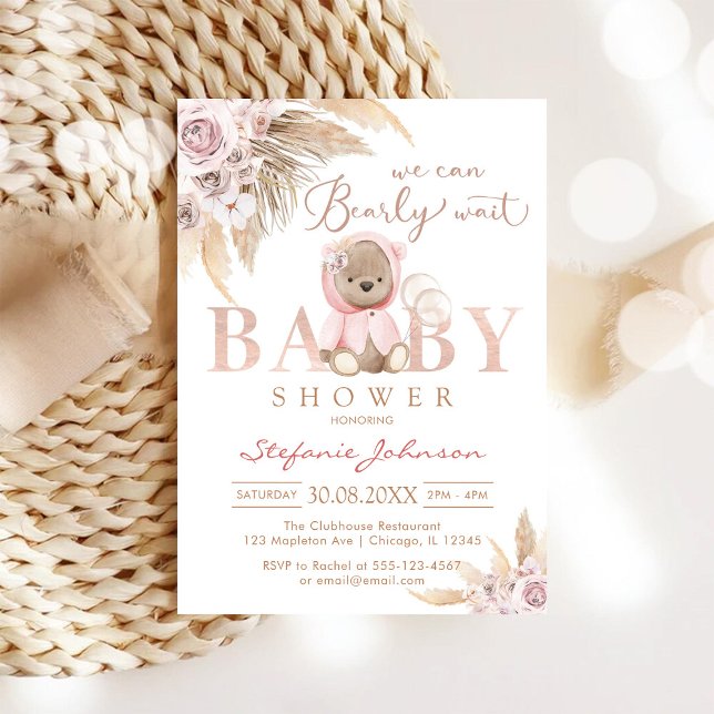 Invitación Apenas Podemos Esperar Oso de Peluche Fiesta de Be (Subido por el creador)