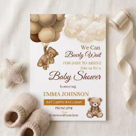 Invitación Apenas Podemos Esperar Oso de Peluche Fiesta de Be