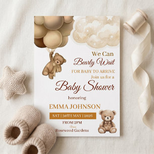 Invitación Apenas Podemos Esperar Oso de Peluche Fiesta de Be