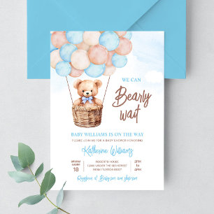 Invitación Apenas Podemos Esperar Oso de Peluche Fiesta de Be