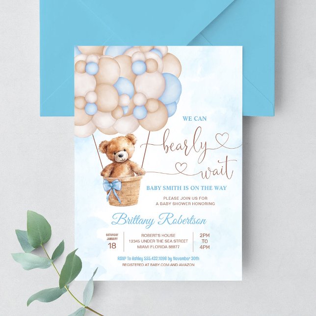 Invitación Apenas Podemos Esperar Oso de Peluche Fiesta de Be (Subido por el creador)