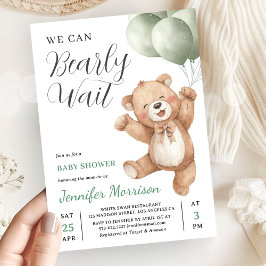 Invitación Apenas Podemos Esperar Oso de Peluche Neutral Fies