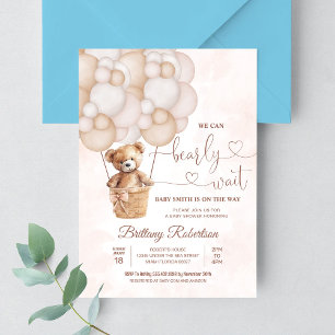 Invitación Apenas Podemos Esperar Oso de Peluche Niña Baby Sh